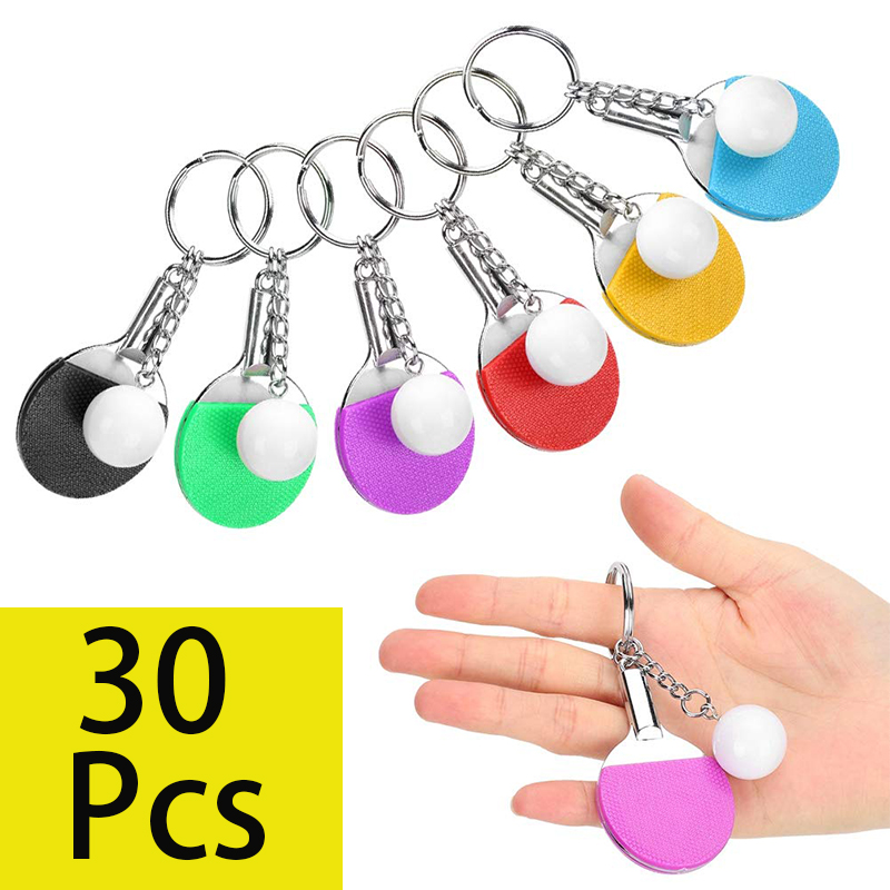 Table Tennis Keychain - 30 pièces Mini raquette de Tennis